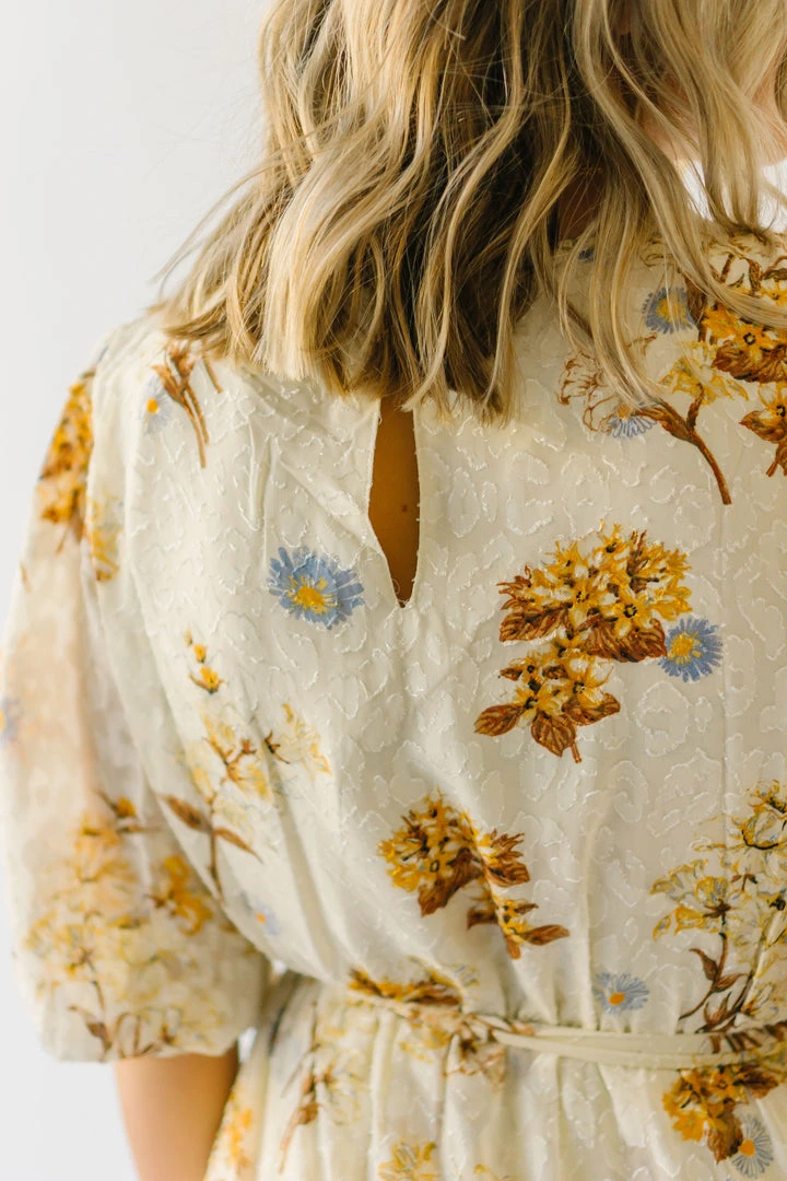 Piper & Scoot The Albert Floral Textured Dress In Ivory