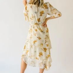 Piper & Scoot The Albert Floral Textured Dress In Ivory