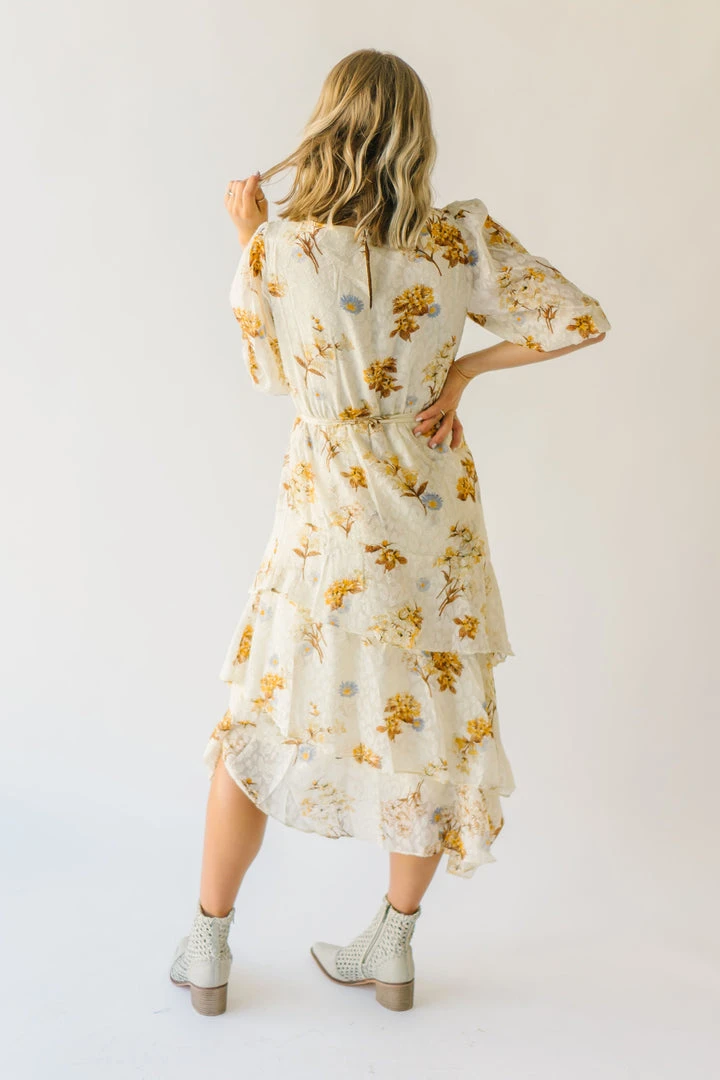 Piper & Scoot The Albert Floral Textured Dress In Ivory