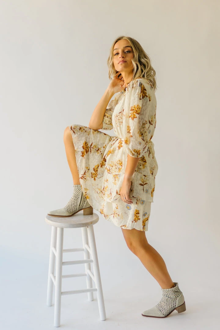 Piper & Scoot The Albert Floral Textured Dress In Ivory