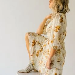 Piper & Scoot The Albert Floral Textured Dress In Ivory