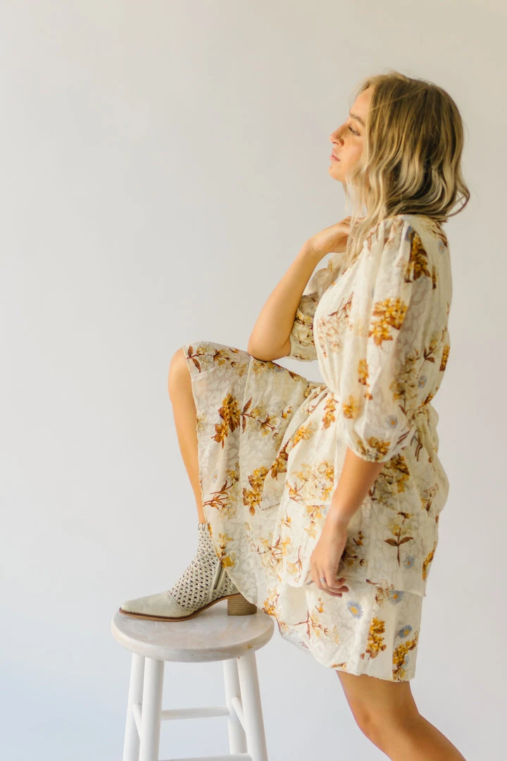 Piper & Scoot The Albert Floral Textured Dress In Ivory