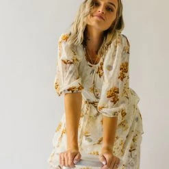 Piper & Scoot The Albert Floral Textured Dress In Ivory