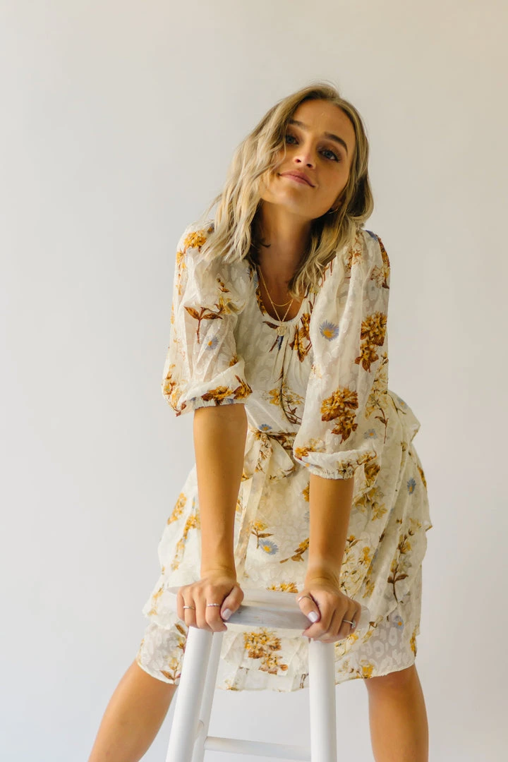 Piper & Scoot The Albert Floral Textured Dress In Ivory