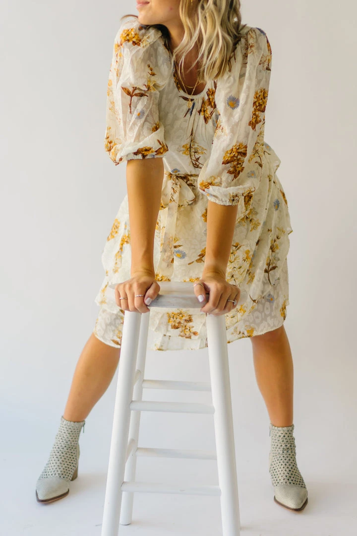 Piper & Scoot The Albert Floral Textured Dress In Ivory