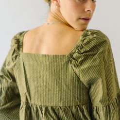 Piper & Scoot The Marilyn Embroidered Blouse In Olive Tops