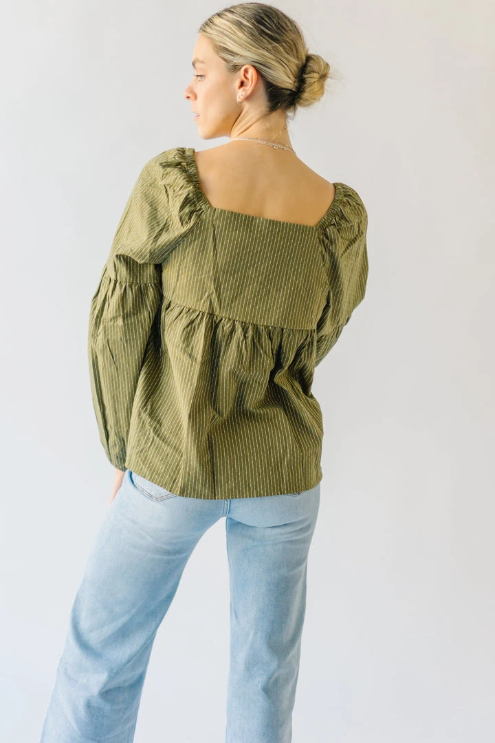 Piper & Scoot The Marilyn Embroidered Blouse In Olive Tops
