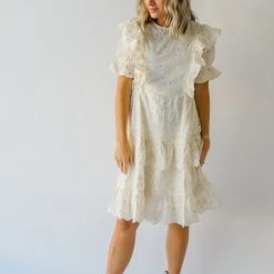 Piper & Scoot The Salma Ruffle Detail Dress In Cream