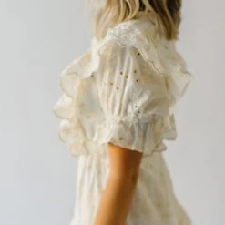 Piper & Scoot The Salma Ruffle Detail Dress In Cream