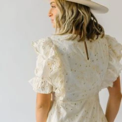 Piper & Scoot The Salma Ruffle Detail Dress In Cream