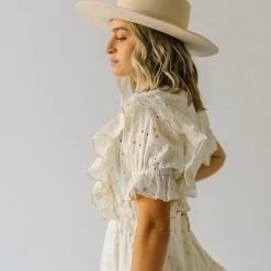 Piper & Scoot The Salma Ruffle Detail Dress In Cream