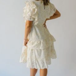 Piper & Scoot The Salma Ruffle Detail Dress In Cream