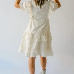 Piper & Scoot The Salma Ruffle Detail Dress In Cream