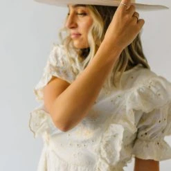 Piper & Scoot The Salma Ruffle Detail Dress In Cream