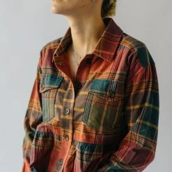 Piper & Scoot The Alina Peplum Shacket In Red Plaid Tops