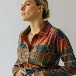 Piper & Scoot The Alina Peplum Shacket In Red Plaid Tops