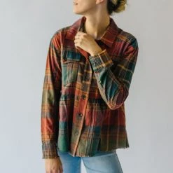 Piper & Scoot The Alina Peplum Shacket In Red Plaid Tops