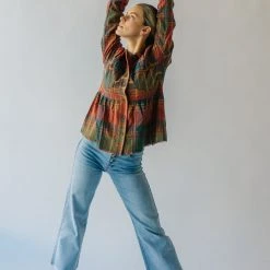 Piper & Scoot The Alina Peplum Shacket In Red Plaid Tops