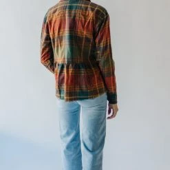 Piper & Scoot The Alina Peplum Shacket In Red Plaid Tops