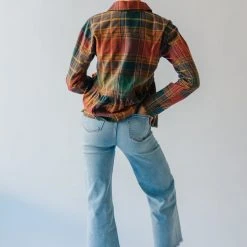 Piper & Scoot The Alina Peplum Shacket In Red Plaid Tops