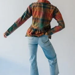 Piper & Scoot The Alina Peplum Shacket In Red Plaid Tops