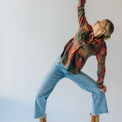 Piper & Scoot The Alina Peplum Shacket In Red Plaid Tops