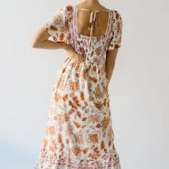 Piper & Scoot The Echo Square Neck Midi Dress In Sunset Multi