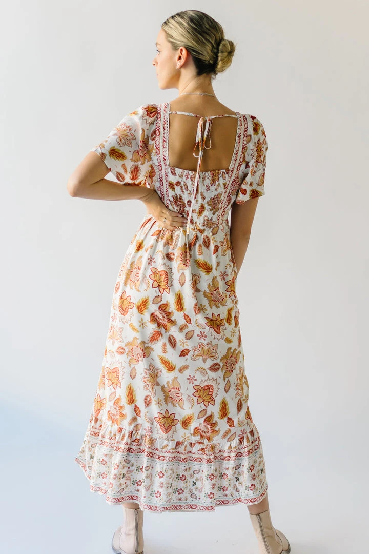 Piper & Scoot The Echo Square Neck Midi Dress In Sunset Multi