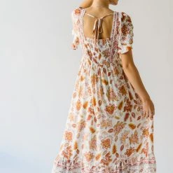 Piper & Scoot The Echo Square Neck Midi Dress In Sunset Multi