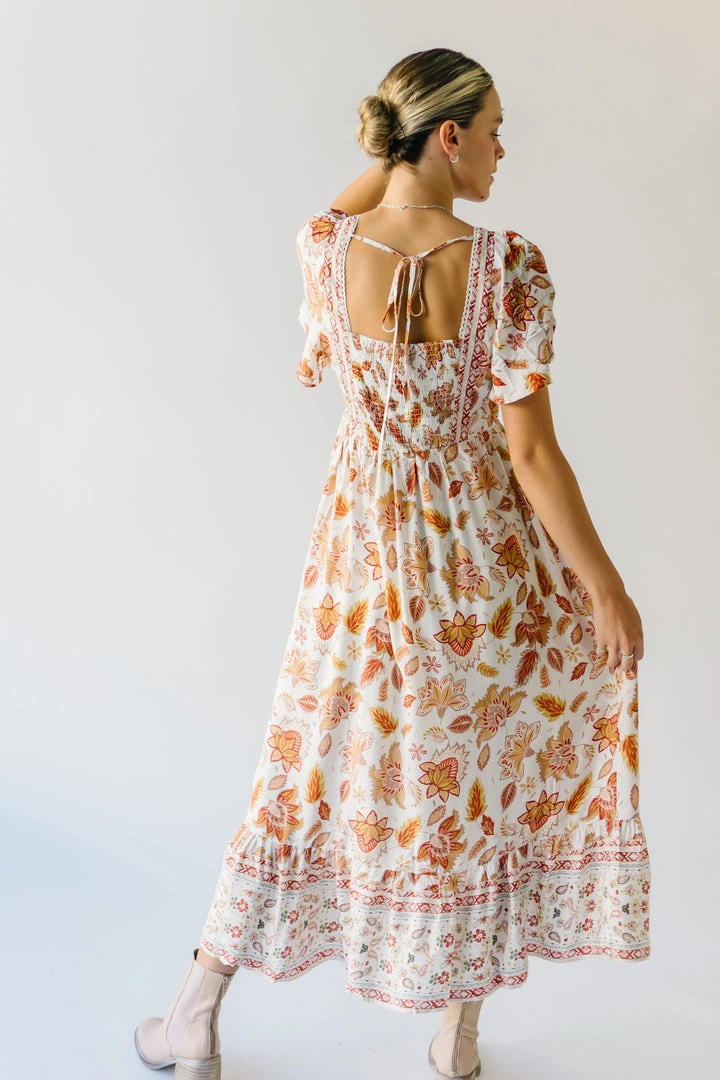 Piper & Scoot The Echo Square Neck Midi Dress In Sunset Multi