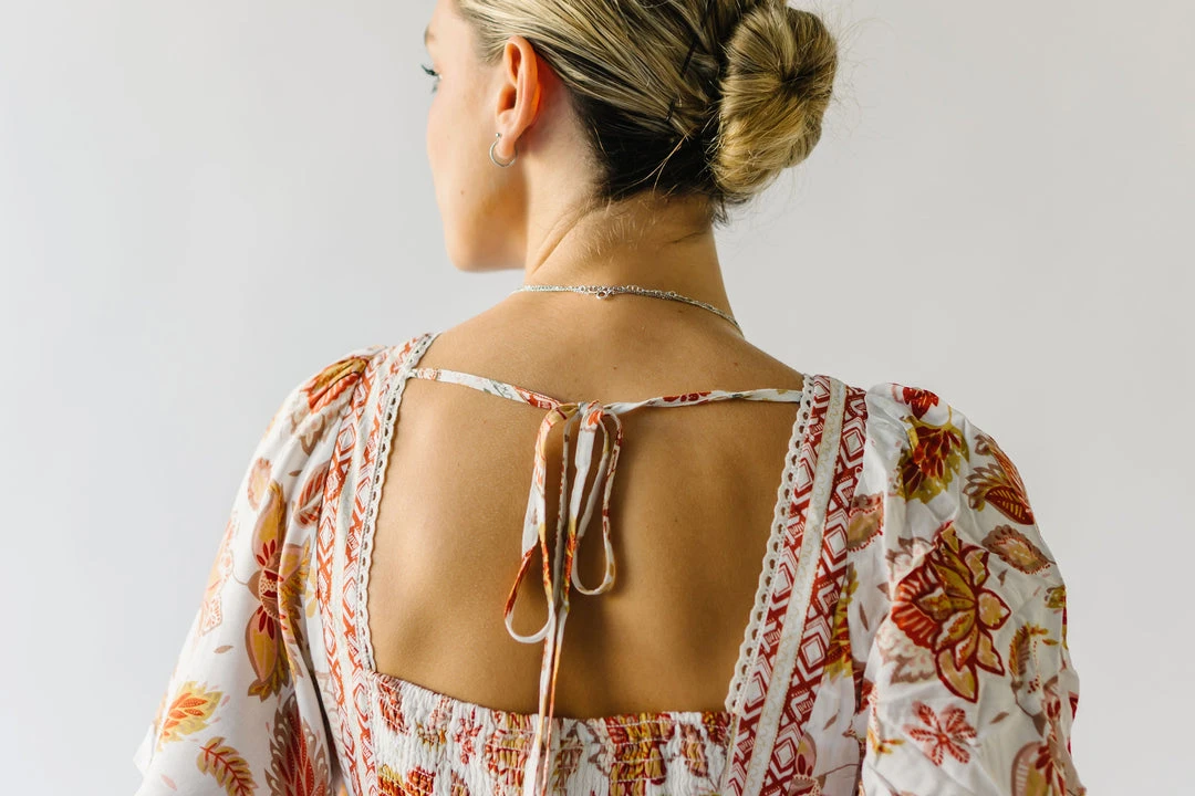 Piper & Scoot The Echo Square Neck Midi Dress In Sunset Multi