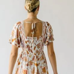 Piper & Scoot The Echo Square Neck Midi Dress In Sunset Multi