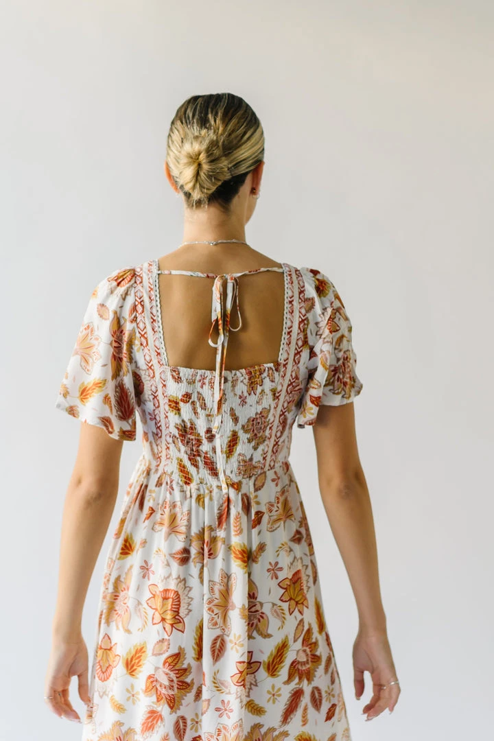 Piper & Scoot The Echo Square Neck Midi Dress In Sunset Multi