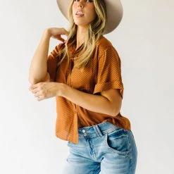 Piper & Scoot The Meera Button-Up Blouse In Brown Check