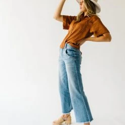 Piper & Scoot The Meera Button-Up Blouse In Brown Check