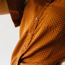 Piper & Scoot The Meera Button-Up Blouse In Brown Check