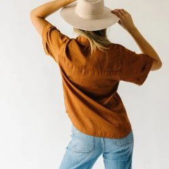 Piper & Scoot The Meera Button-Up Blouse In Brown Check