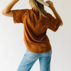 Piper & Scoot The Meera Button-Up Blouse In Brown Check