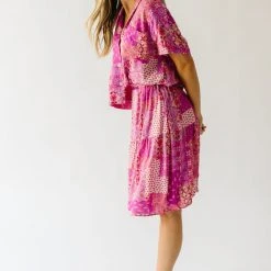 Piper & Scoot: The San Lucas Patchwork Skirt In Fuchsia Bottoms + Jumpsuits