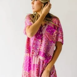 Piper & Scoot: The San Lucas Patchwork Skirt In Fuchsia Bottoms + Jumpsuits