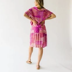 Piper & Scoot: The San Lucas Patchwork Skirt In Fuchsia Bottoms + Jumpsuits