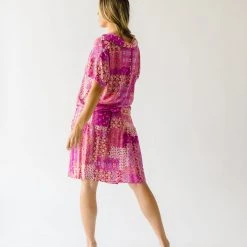 Piper & Scoot: The San Lucas Patchwork Skirt In Fuchsia Bottoms + Jumpsuits