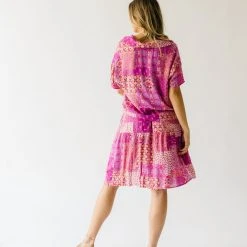 Piper & Scoot: The San Lucas Patchwork Skirt In Fuchsia Bottoms + Jumpsuits