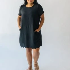 Piper & Scoot The Scotty Scallop Dress In Black Dresses