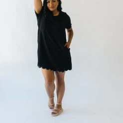Piper & Scoot The Scotty Scallop Dress In Black Dresses