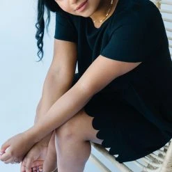 Piper & Scoot The Scotty Scallop Dress In Black Dresses