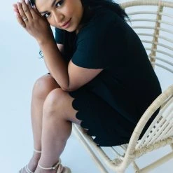 Piper & Scoot The Scotty Scallop Dress In Black Dresses