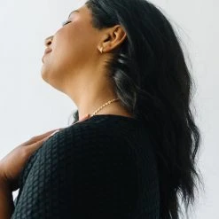 Piper & Scoot The Fairview Crochet Detail Sweater In Black Tops