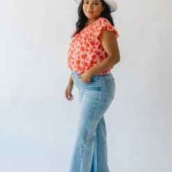 Piper & Scoot Tops The Freddy Floral Blouse In Coral