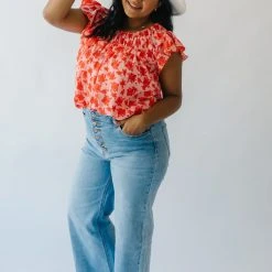 Piper & Scoot Tops The Freddy Floral Blouse In Coral